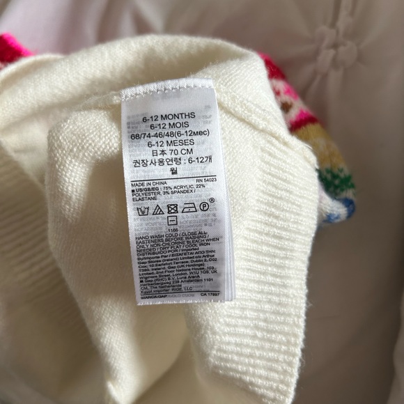 Gap Baby Rainbow Fair Isle Sweater, 6-12M - Picture 7 of 8